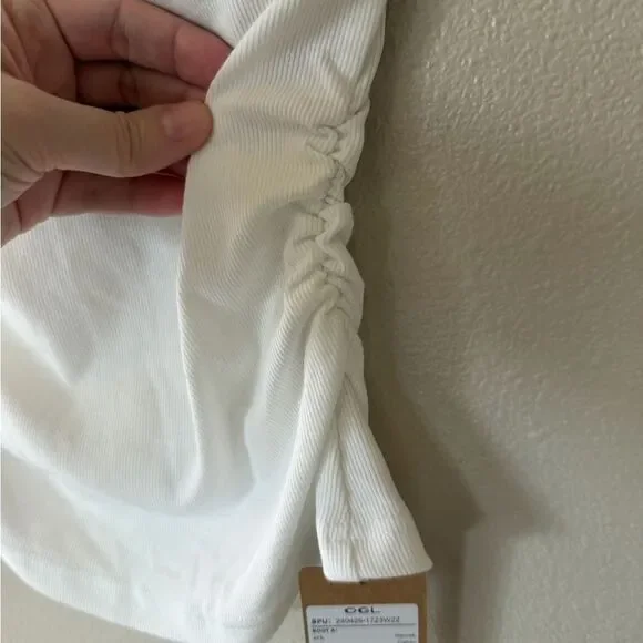 NWT OGL Elastic Open Back Brami Tank Classic White Boatneck Tank Top Size XS - Picture 8 of 11